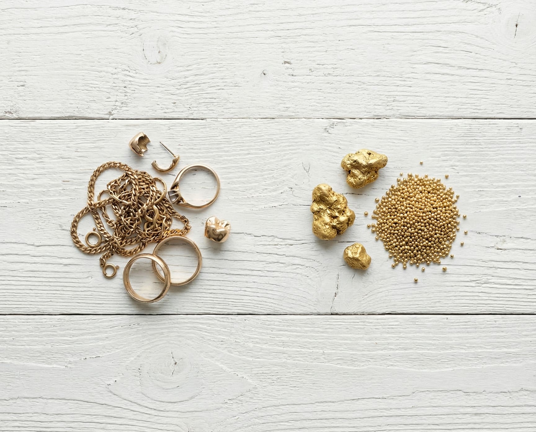 Picture of newly mined gold and recycled gold