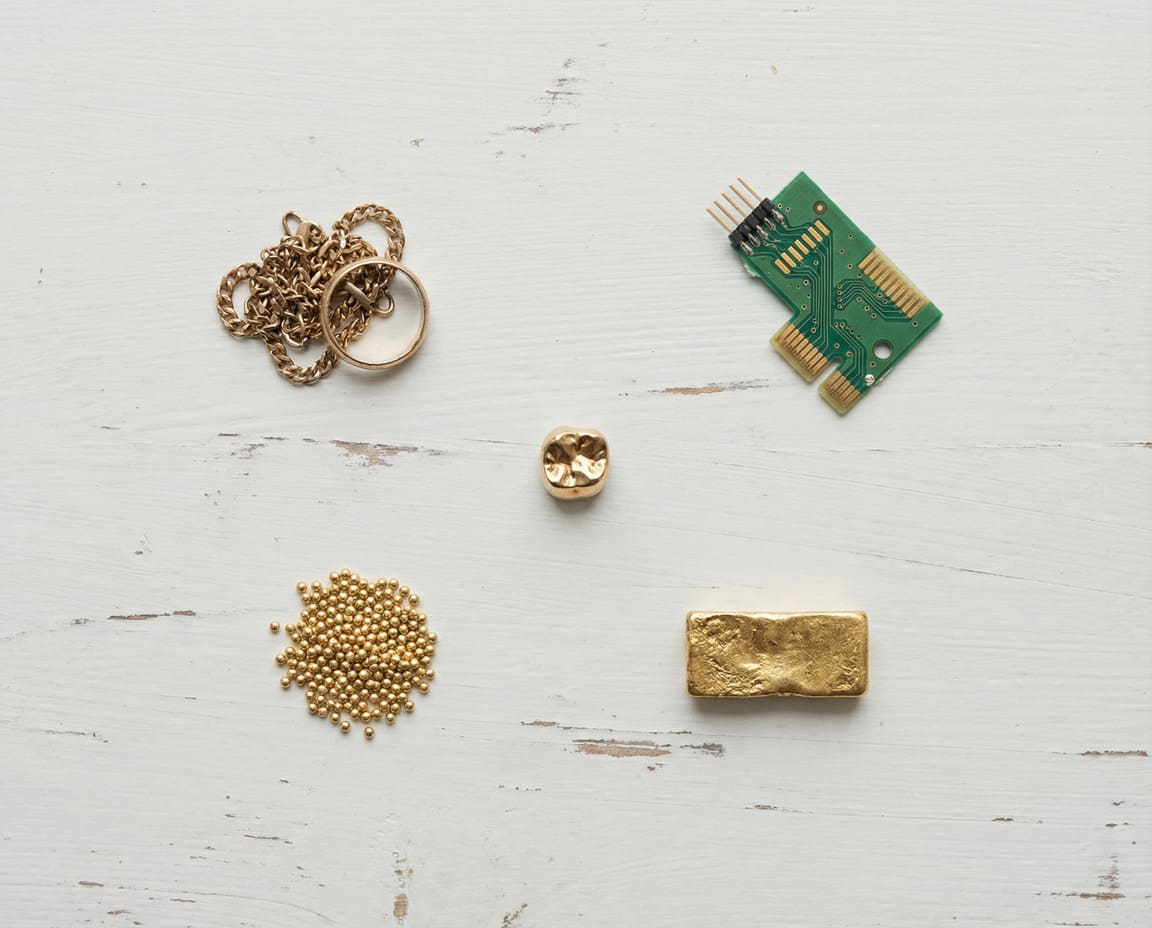 Image of recycled gold from various sources